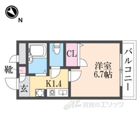 コージコートクイセ(1K/4階)の間取り写真