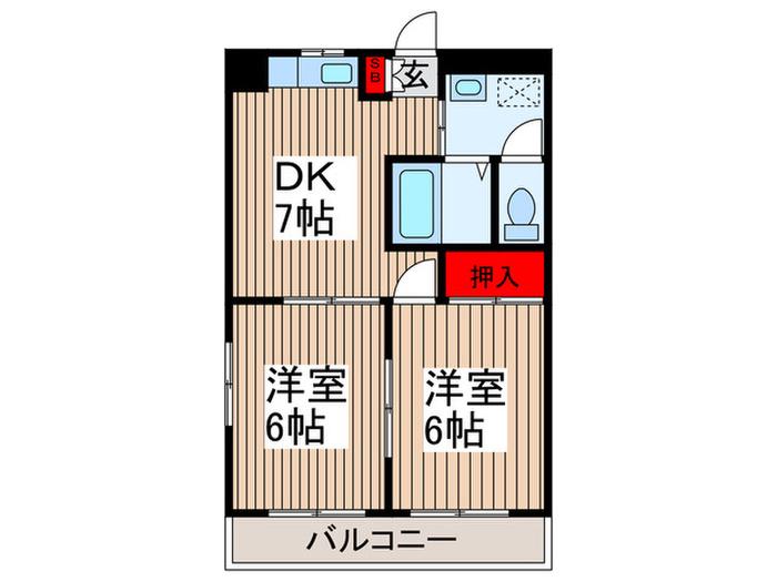 ソレイユ並木(2DK/1階)の間取り写真