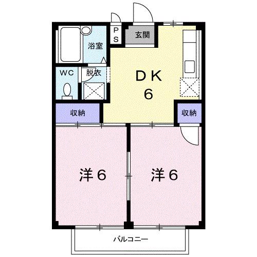 リバーサイド小川B(2DK/2階)の間取り写真