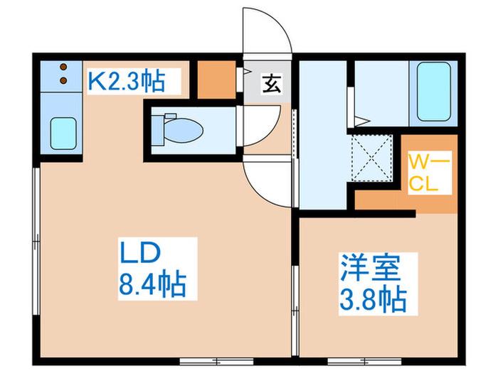 GLAND OAK(1LDK/2階)の間取り写真