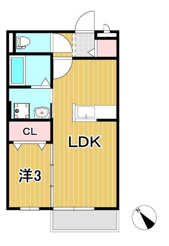 サニースクエア C棟(1LDK/2階)の間取り写真