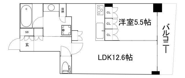 ファインフラッツ北浜(1LDK/8階)の間取り写真