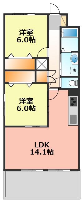 クレール(2LDK/1階)の間取り写真