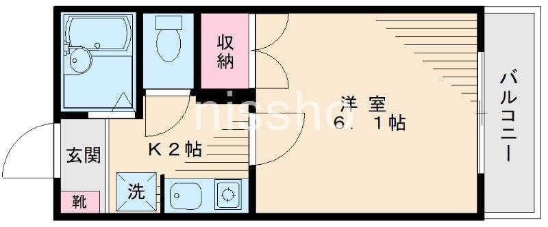 ヘーベルメゾン馬橋公園(1K/2階)の間取り写真