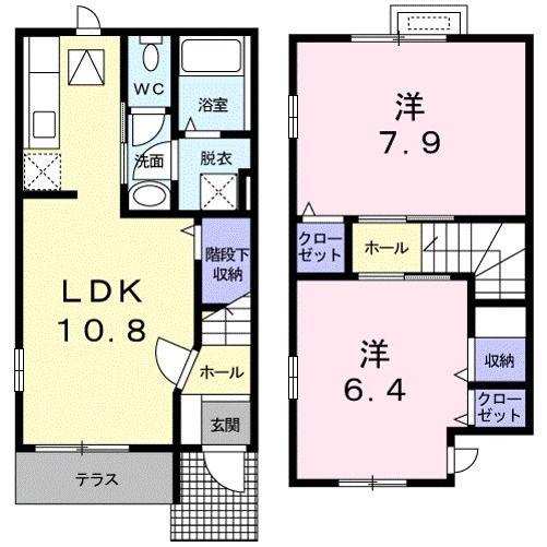 ラック レニイ(2LDK/1階)の間取り写真