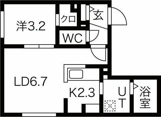 RIZ発寒(1LDK/4階)の間取り写真