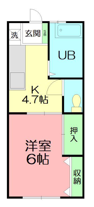 ドミール五番館(1K/1階)の間取り写真
