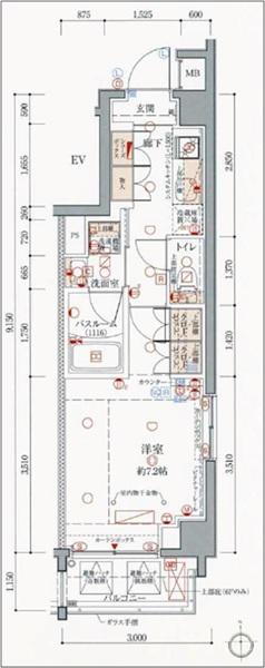 クレヴィスタ亀戸V(1K/4階)の間取り写真