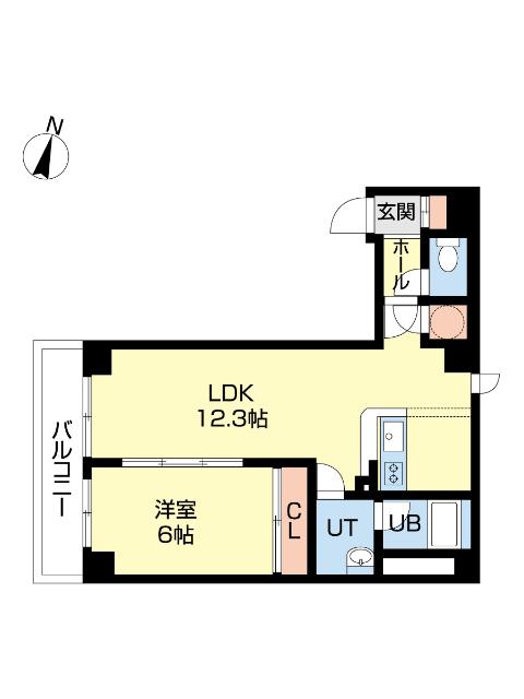 ふじ田57ビル(1LDK/8階)の間取り写真