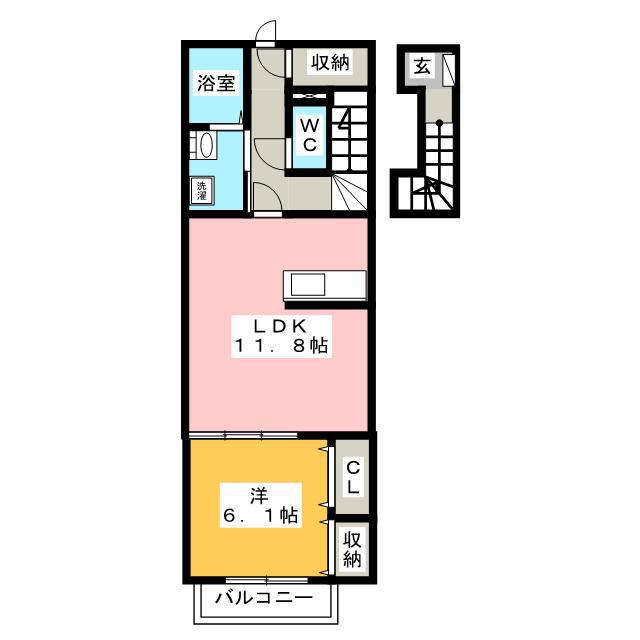 BROOKLYNI(1LDK/2階)の間取り写真