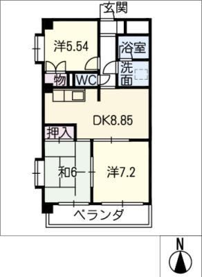 ベルメゾンK(3DK/2階)の間取り写真