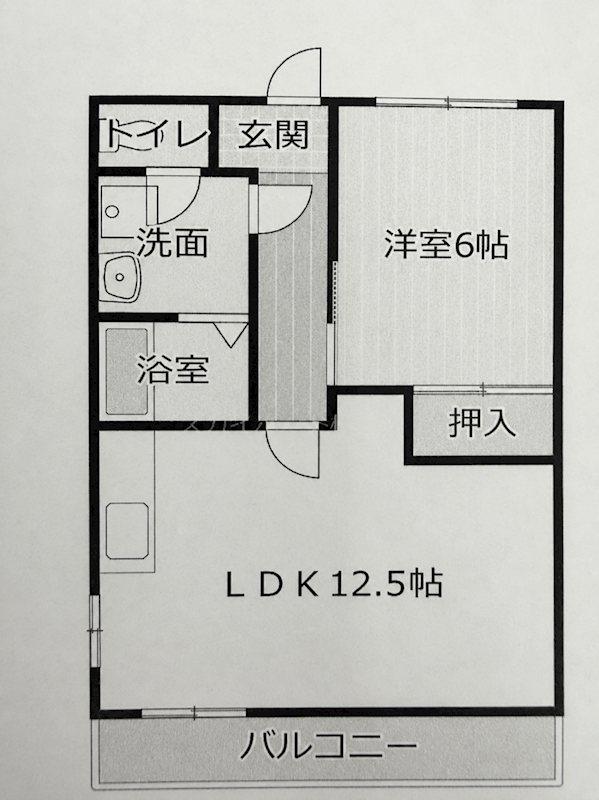 美松ビル(1LDK/2階)の間取り写真