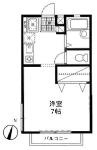 クレセール白樺(1K/2階)の間取り写真