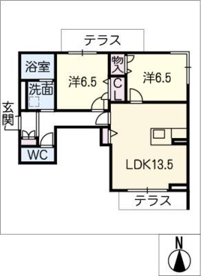GLANZY(2LDK/1階)の間取り写真