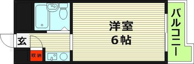 シャトー都島(ワンルーム/3階)の間取り写真