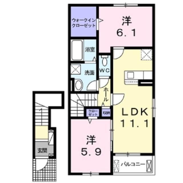 アクアII(2LDK/2階)の間取り写真