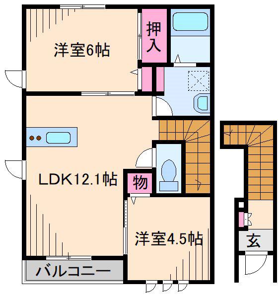 ホルツハウス綱島(2LDK/2階)の間取り写真