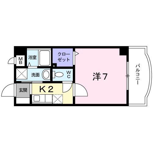 エルマーノ下到津(1K/2階)の間取り写真