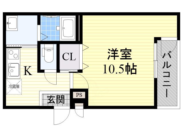 フジパレス住ノ江駅南5番館(1K/1階)の間取り写真