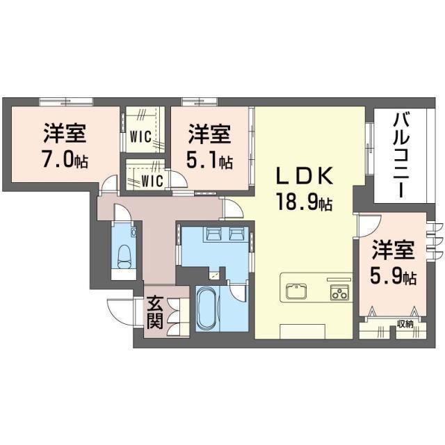 アルサンテ あざみ野(3LDK/2階)の間取り写真