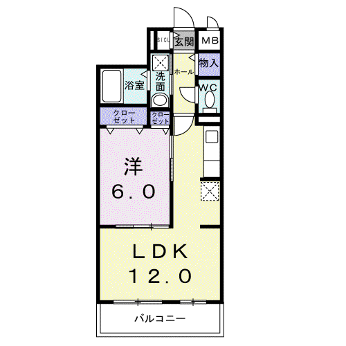 サザンエステート中須(1LDK/3階)の間取り写真