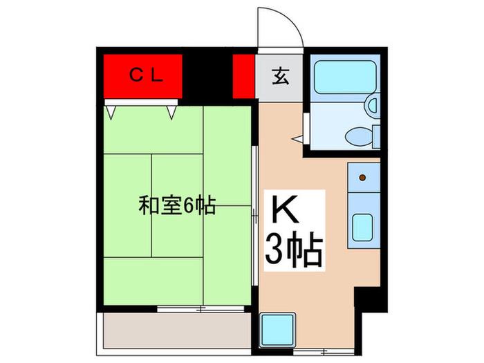 コーポ若宮(1K/3階)の間取り写真