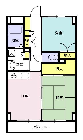 高砂ハイツ2(2LDK/3階)の間取り写真