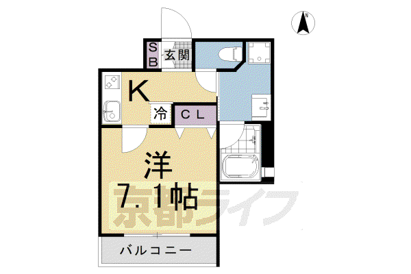 ベラジオ雅び京都清水五条(1K/2階)の間取り写真