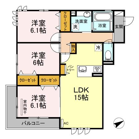 T-WINS I(3LDK/2階)の間取り写真