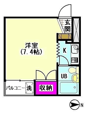 はすぬまホームズ(ワンルーム/2階)の間取り写真