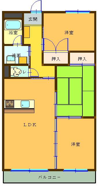 クレセール万石(3LDK/3階)の間取り写真