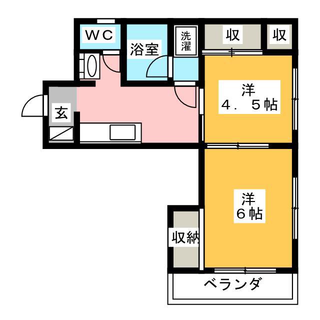 小倉ビル(2K/3階)の間取り写真