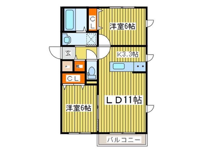 リベルティ豊平(2LDK/3階)の間取り写真