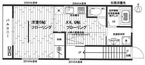 グリーンコート北町(1DK/2階)の間取り写真