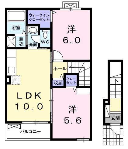 プラシード(2LDK/2階)の間取り写真