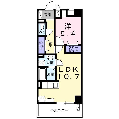 アーバン テラス(1LDK/6階)の間取り写真