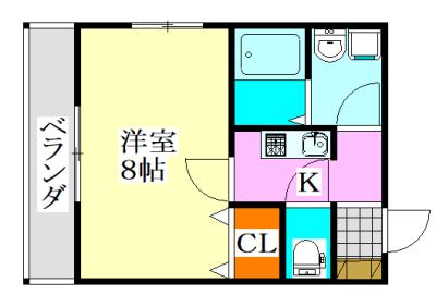 ソレイユ津田沼(1K/4階)の間取り写真