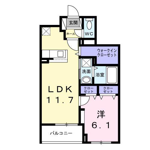 クレシエンテ ひばり(1LDK/3階)の間取り写真