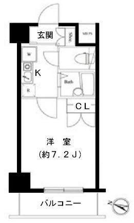 ヴェルト杉並サウスヒル(1K/2階)の間取り写真