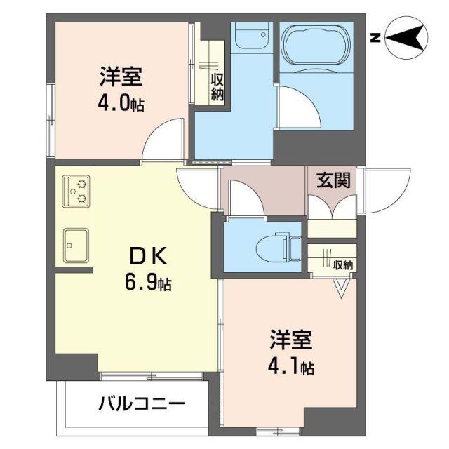 ビスタリエ南花畑(2DK/1階)の間取り写真