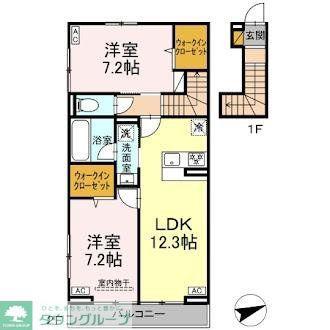 ラ ベルヴィ(2LDK/2階)の間取り写真