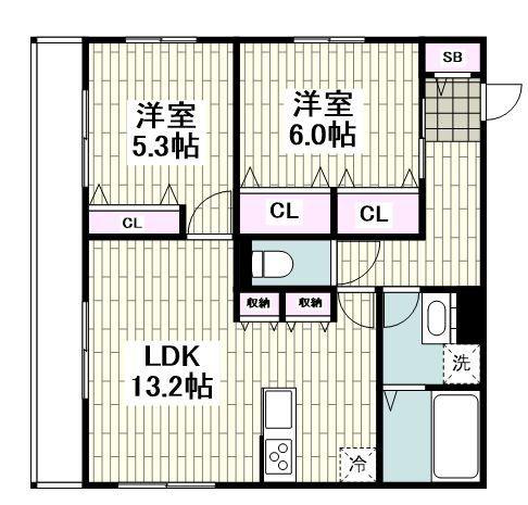 レジデンス F(2LDK/2階)の間取り写真
