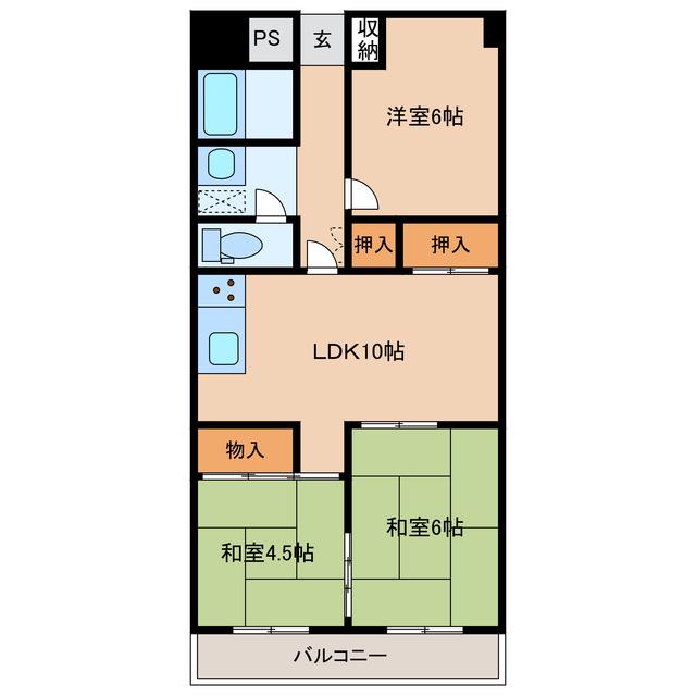 住吉カトレアマンション(3LDK/6階)の間取り写真