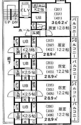 アルカディアNH(1K/4階)の間取り写真