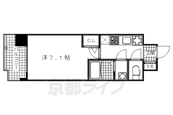 ラナップスクエア京都東山(1K/3階)の間取り写真