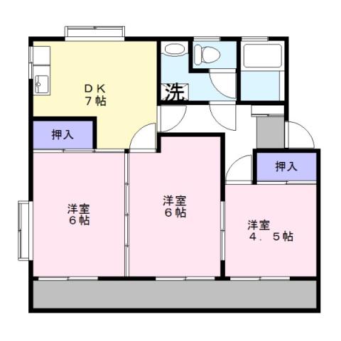コーポMIZUSAWAII(3DK/2階)の間取り写真