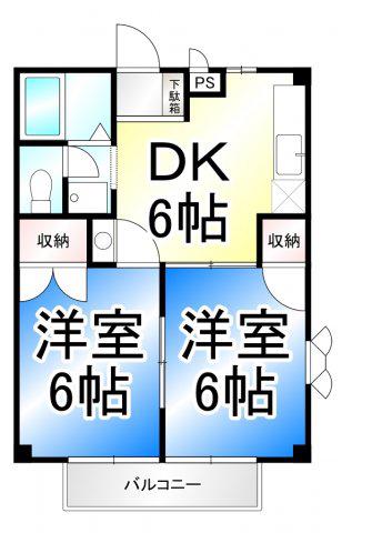 アネックス一由(2DK/2階)の間取り写真