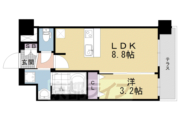 プレサンスTHE KYOTO 粋都(1LDK/1階)の間取り写真