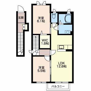 ECRATYZ(2LDK/2階)の間取り写真