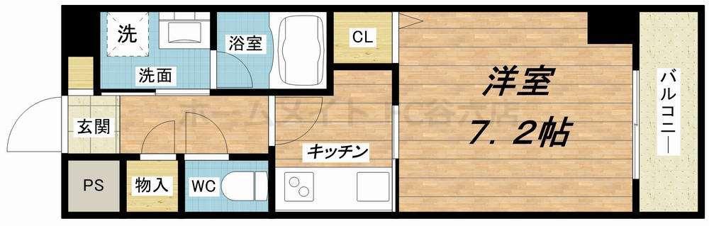 ビエラコート天神橋(1K/7階)の間取り写真